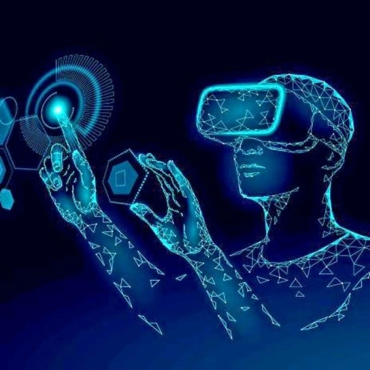 Digital human using VR headset for freelance digital marketing innovation